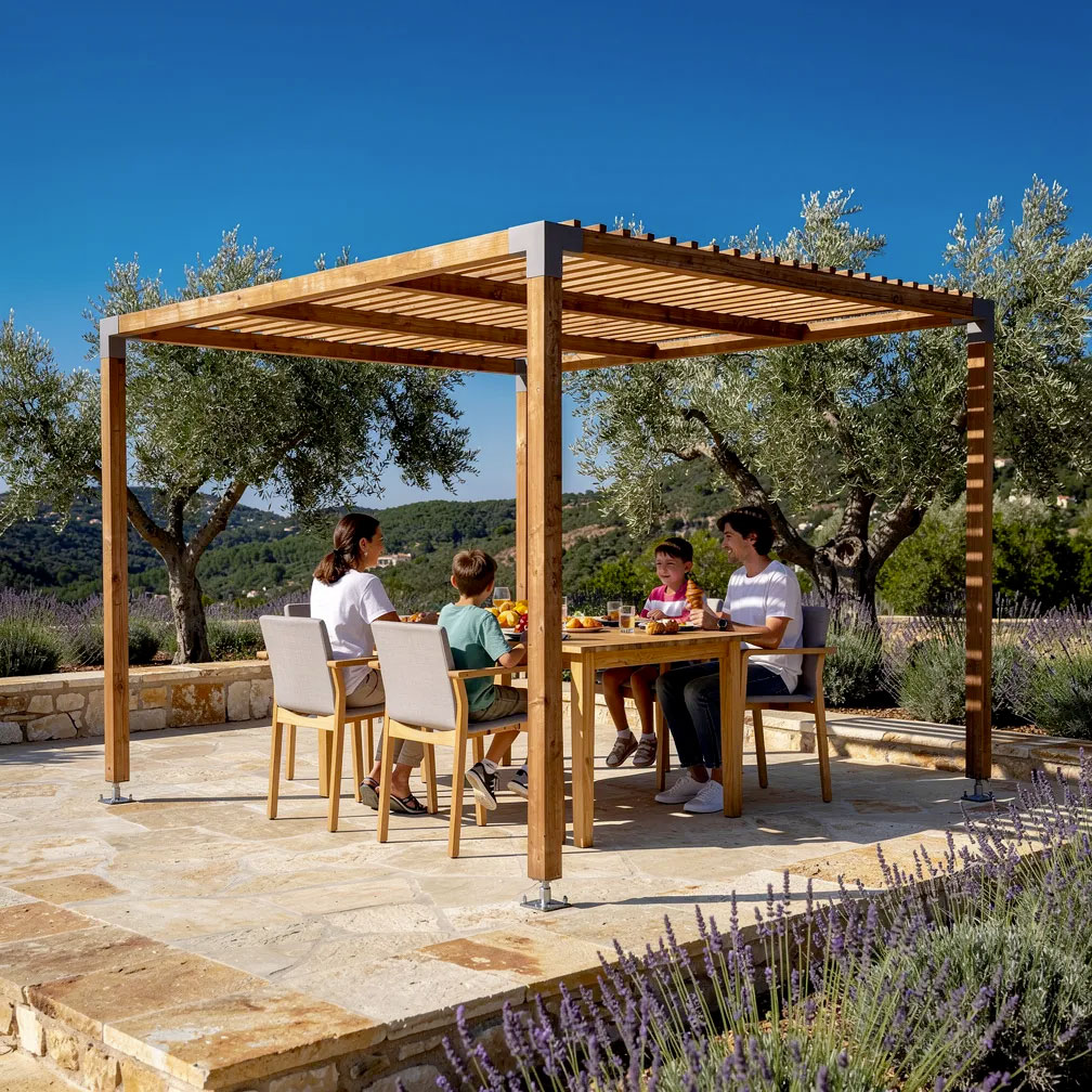 pergola bois cover green