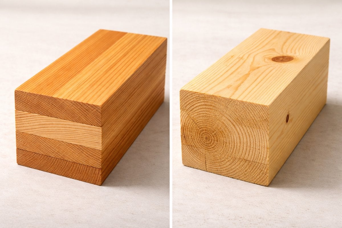 Prix pergola bois : quel budget prévoir ? 2 Différence entre bois lamellé-collé et bois massif pour pergola - prix pergola bois