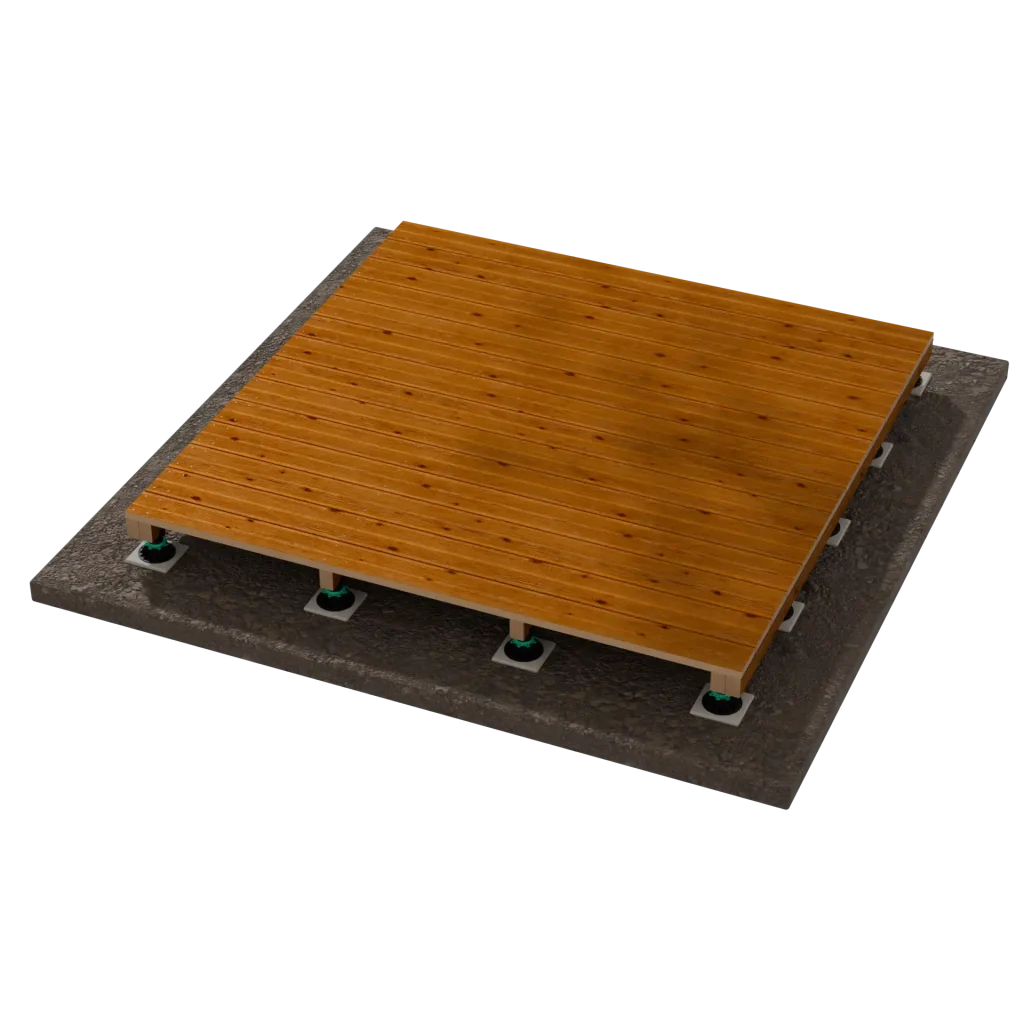 Installation lames terrasse bois pin classe 4 sur structure, étape montage plancher extérieur