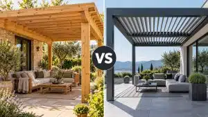 Aménagements de jardin en bois à monter soi-même 14 comparatif pergola bois lamellé-collé face à une pergola aluminium bioclimatique